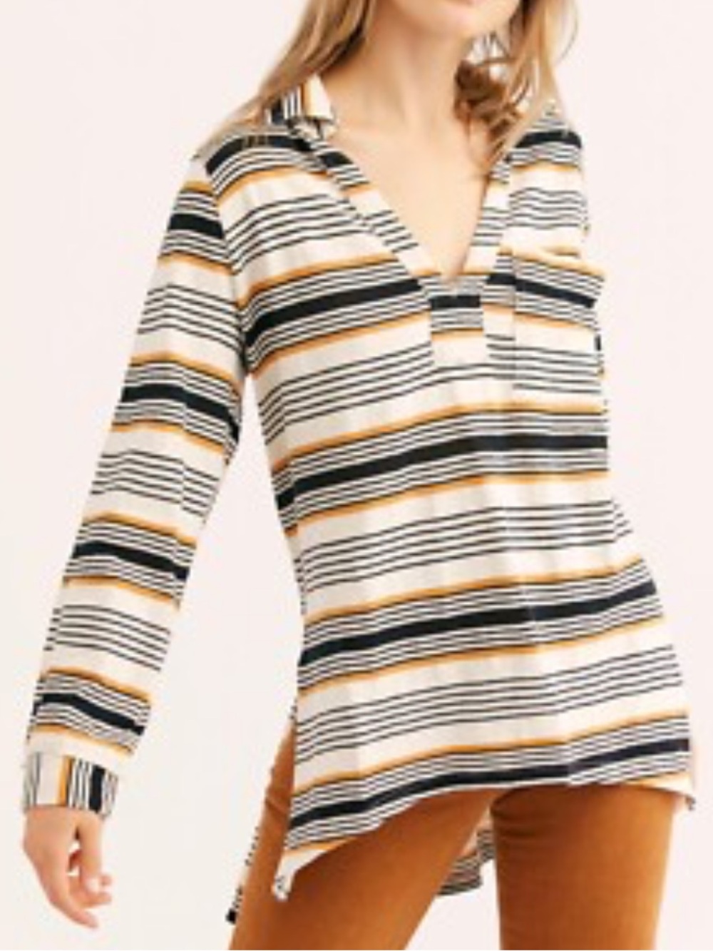 Free People Beach Striped Breaker Tunic Sz M